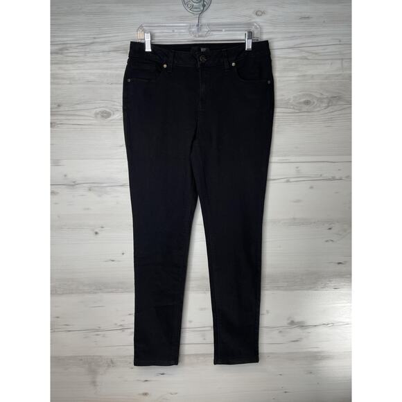 1822 Denim Jeans Womens 10 Black Skinny Dark Wash Stretch Solid Zip CJ33M1000A1 - Picture 1 of 13